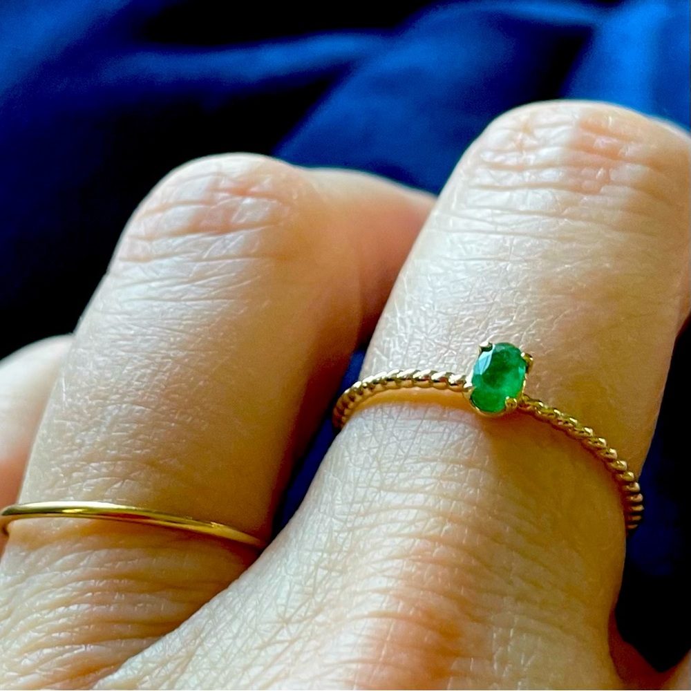 14K Emerald and gold ring set